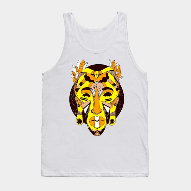 African Mask 1 - Yellow Edition Tank Top by kenallouis